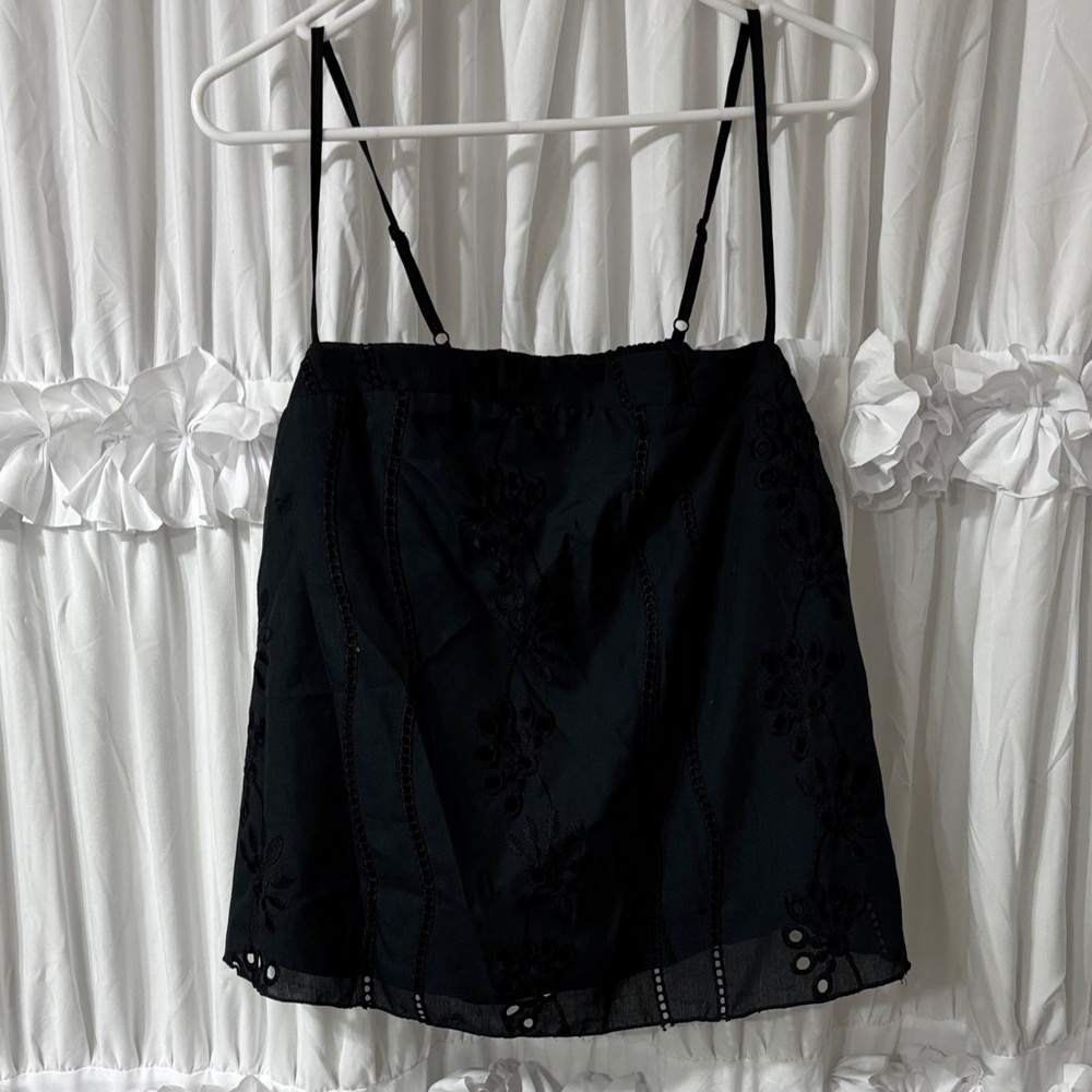 Black Floral Embroidered Camisole